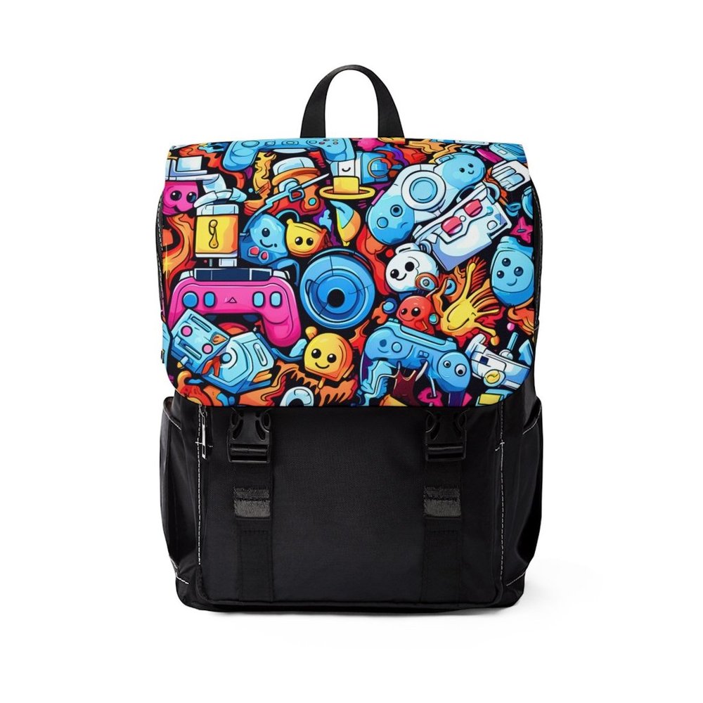 Video Game Graffiti Unisex Backpack, Casual Shoulder Backpack, Canvas Shoulder B